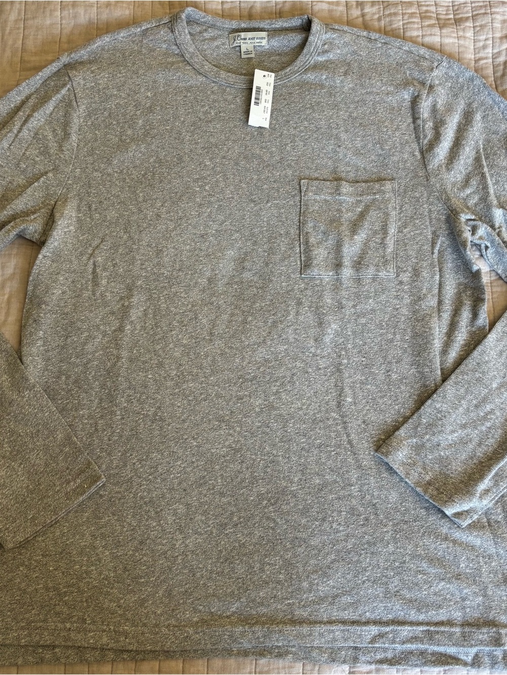 Men’s J. Crew Heather Gray Long-Sleeve Pocket Tee
